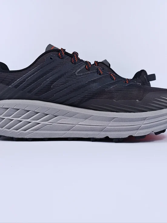 Hoka Speedgoat 4 Mens 11 Trail Hiking Running Shoes Vibram Cushioned Black - Picture 10 of 16